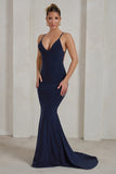 Endless Love Navy Backless Knot Detail Fishtail Maxi Dress