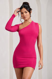 Siren Hot Pink One Shoulder Bodycon Mini Dress