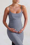 Aurelia Grey Maternity Cami Maxi Dress With Split