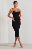 Raquel Black Maternity Cami Midi Dress With Split