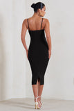 Raquel Black Maternity Cami Midi Dress With Split