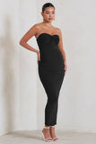 Evita Black Maternity Sweetheart Twist Detail Midi Dress