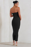 Evita Black Maternity Sweetheart Twist Detail Midi Dress