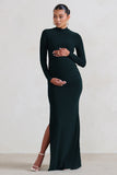 Alejandra Black Maternity Long Sleeve High Neck Maxi Dress
