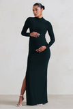 Alejandra Black Maternity Long Sleeve High Neck Maxi Dress