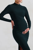 Alejandra Black Maternity Long Sleeve High Neck Maxi Dress