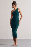 Vineyard Green Asymmetric Backless Bodycon Midi Dress