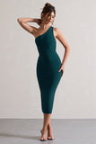 Vineyard Green Asymmetric Backless Bodycon Midi Dress