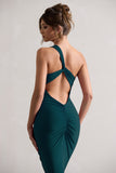 Vineyard Green Asymmetric Backless Bodycon Midi Dress