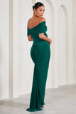 Carmen Bottle Green Bardot Maternity Maxi Dress
