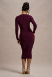 Marcia Port Bodycon Plunge-Neck Midi Dress