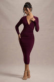 Marcia Port Bodycon Plunge-Neck Midi Dress