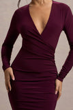 Marcia Port Bodycon Plunge-Neck Midi Dress