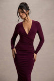 Marcia Port Bodycon Plunge-Neck Midi Dress