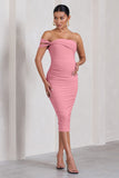 Eviana Blush Pink Bodycon Sleeveless Twist Maternity Midi Dress