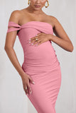 Eviana Blush Pink Bodycon Sleeveless Twist Maternity Midi Dress