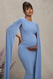 Divine Timing Powder Blue Maternity Maxi Dress With Cape Sleeves