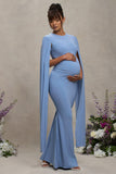 Divine Timing Powder Blue Maternity Maxi Dress With Cape Sleeves
