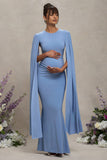 Divine Timing Powder Blue Maternity Maxi Dress With Cape Sleeves