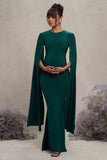 Divine Timing Bottle Green Maternity Maxi Dress With Cape Sleeves