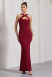 Cross My Heart Berry Red Sleeveless Cross-Neck Maxi Dress