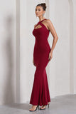 Cross My Heart Berry Red Sleeveless Cross-Neck Maxi Dress