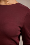 Madden Plum Rib Knit Cowl-Back Midi Dress