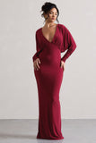 Ruth Berry Draped Plunge-Neck Maxi Dress