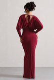 Ruth Berry Draped Plunge-Neck Maxi Dress
