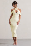 Connect Cream Bodycon Halter-Neck Midi Dress With Cut-Out