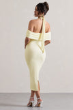 Connect Cream Bodycon Halter-Neck Midi Dress With Cut-Out