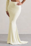 Neomie Cream Fishtail Maxi Skirt