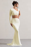 Neomie Cream Fishtail Maxi Skirt