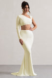 Neomie Cream Fishtail Maxi Skirt