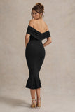 Lydia Black Bardot Bow Detail Midi Dress