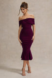 Lydia Plum Bardot Bow Detail Midi Dress