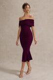 Lydia Plum Bardot Bow Detail Midi Dress