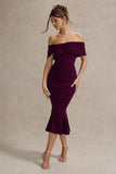 Lydia Plum Bardot Bow Detail Midi Dress