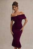 Lydia Plum Bardot Bow Detail Midi Dress