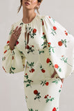 Wild Rose Rose Print Satin Puff-Sleeve Cut-Out Maxi Dress