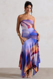 Florianne Ombre Print Ruched Bandeau Midi Dress