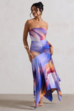 Florianne Ombre Print Ruched Bandeau Midi Dress