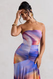 Florianne Ombre Print Ruched Bandeau Midi Dress