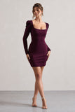Ainsley Plum Long-Sleeve Mini Dress