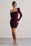 Ainsley Plum Long-Sleeve Mini Dress