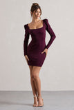 Ainsley Plum Long-Sleeve Mini Dress