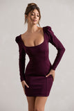 Ainsley Plum Long-Sleeve Mini Dress