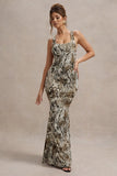 Mahina Snake Print Square-Neck Maxi Dress