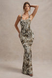 Mahina Snake Print Square-Neck Maxi Dress