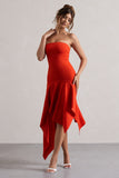 Catalina Orange Bandeau Maxi Dress With Draped Hem